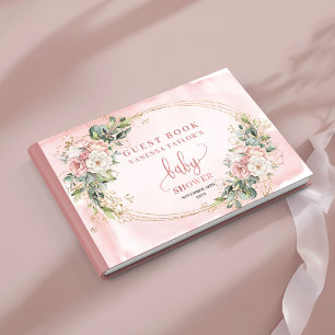 Elegant Blush Pink Floral Eucalyptus Guest Book