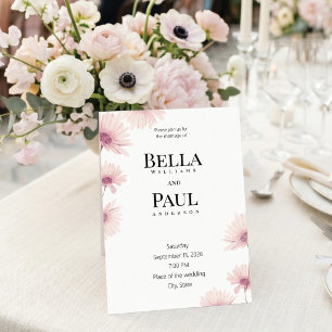 Elegant Blush Pink Floral Fine Art Wedding Invitation