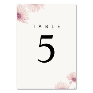 Elegant Blush Pink Floral Fine Art Wedding Table Number