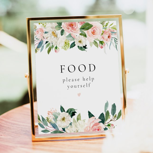 Elegant Blush Pink Floral Food Table Sign (Creator Uploaded)