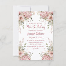 Elegant Blush Pink Floral Garden 21st Birthday