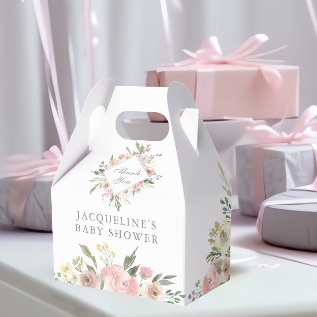 Elegant Blush Pink Floral Garden Baby Shower Favour Box (Creator Uploaded)