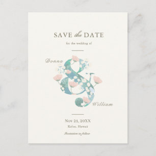 Elegant Blush Pink Floral Garden Save the Date Announcement Postcard