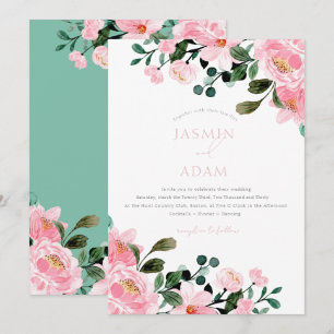 Elegant Blush Pink Floral Garden Wedding Invitation