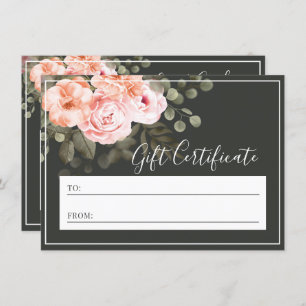 Elegant Blush Pink Floral Gift Certificate Card