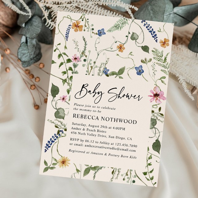 Elegant Blush Pink Floral Girl Baby Shower Invitation (Creator Uploaded)