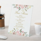 Elegant Blush Pink Floral Gold Wedding Bar Menu