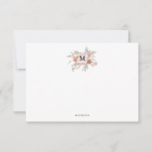 Elegant Blush Pink Floral Monogram Card
