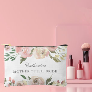 Elegant Blush Pink Floral Mother of the Bride Accessory Pouch
