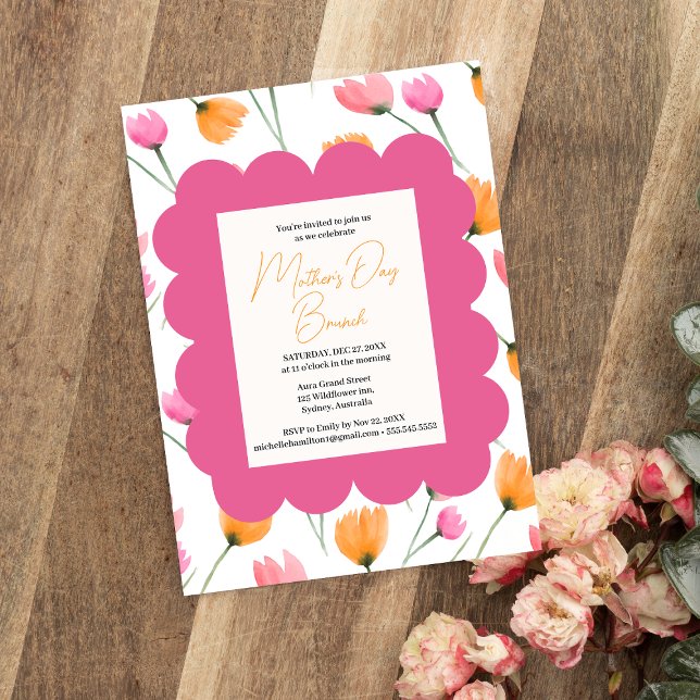 Elegant Blush Pink Floral  Mother's day brunch Invitation (Creator Uploaded)