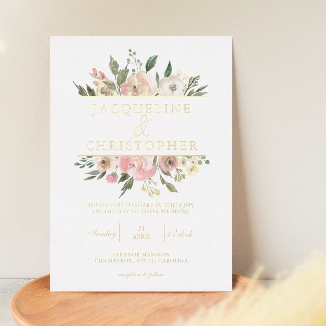 Elegant Blush Pink Floral Peony Wedding Gold (Creator Uploaded)