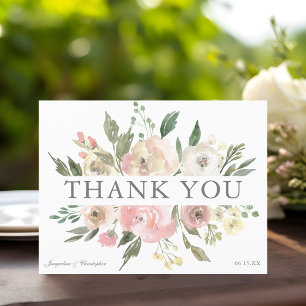 Elegant Blush Pink Floral Peony Wedding Postcard
