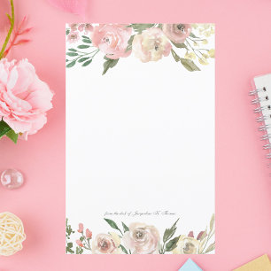 Elegant Blush Pink Floral Personalised Stationary