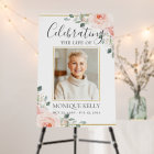 Elegant Blush Pink Floral Photo Funeral Memorial 