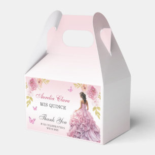 Elegant Blush Pink Floral Quinceañera Birthday  Favour Box