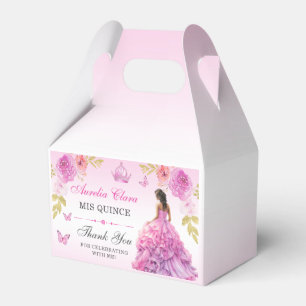 Elegant Blush Pink Floral Quinceañera Birthday Favour Box