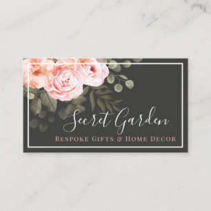 Elegant Blush Pink Floral Rose Modern Social Media Business Card