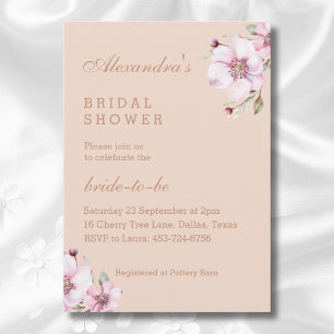 Elegant Blush Pink Floral Roses Bridal Shower Invitation