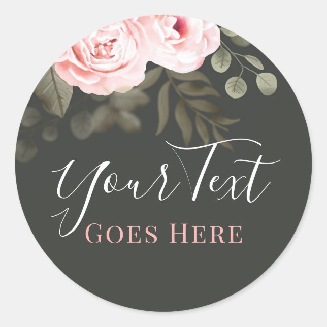 Elegant Blush Pink Floral Roses Modern Shabby Chic Classic Round Sticker (Front)