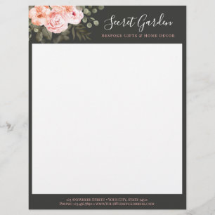 Elegant Blush Pink Floral Roses Modern Shabby Chic Custom Letterhead