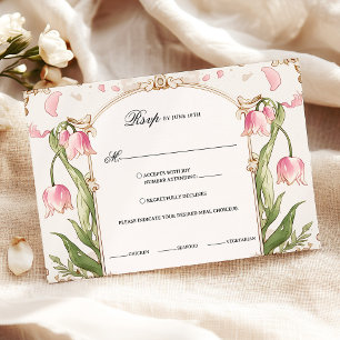 Elegant Blush Pink Floral Rsvp with Meal Choices Card