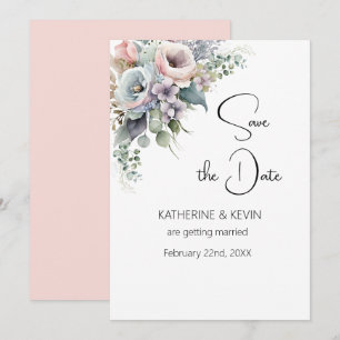 Elegant Blush Pink Floral Save the Date Wedding Invitation