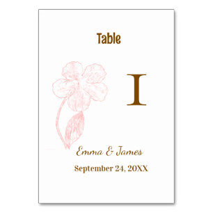 Elegant Blush Pink Floral Table Number