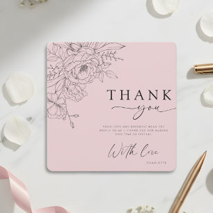 Elegant Blush Pink Floral Thank You Card
