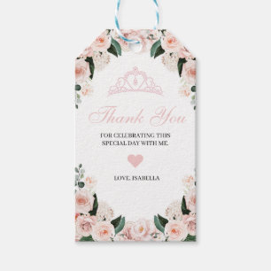 Elegant Blush Pink Floral Thank You Gift Tags