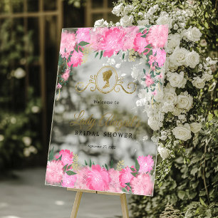 Elegant Blush Pink Floral Victorian Bridal Shower  Acrylic Sign