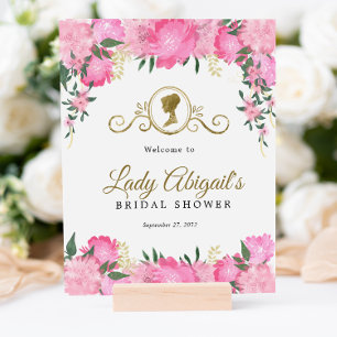 Elegant Blush Pink Floral Victorian Bridal Shower Poster