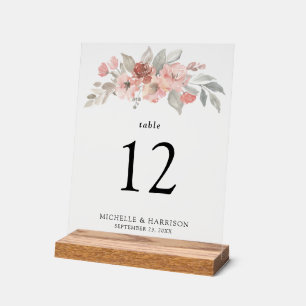 Elegant Blush Pink Floral Watercolor Wedding Acrylic Sign