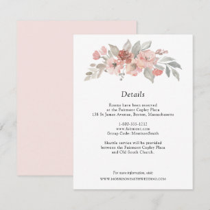 Elegant Blush Pink Floral Watercolor Wedding Enclosure Card