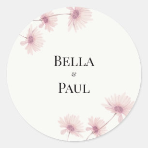 Elegant Blush Pink Floral Wedding  Classic Round Sticker