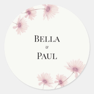 Elegant Blush Pink Floral Wedding  Classic Round Sticker