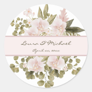 Elegant Blush Pink Floral Wedding Classic Round Sticker