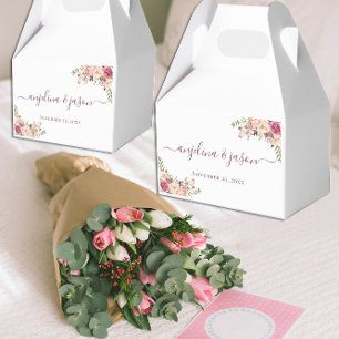 Elegant Blush Pink Floral Wedding Favour Box