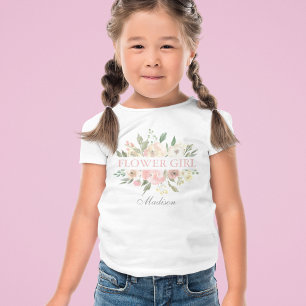 Elegant Blush Pink Floral Wedding Flower Girl Toddler T-Shirt