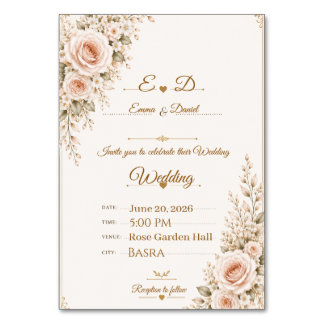 Elegant Blush Pink Floral Wedding InvitationA beau Table Number