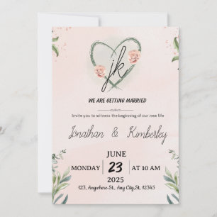 Elegant Blush Pink Floral Wedding Invite