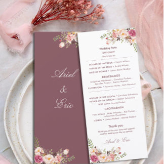 Elegant Blush Pink Floral Wedding Program