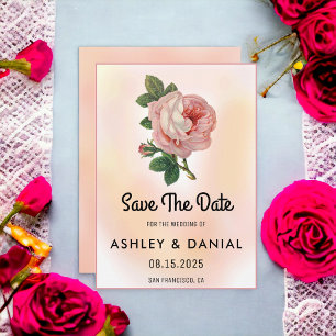Elegant blush pink floral Wedding Save the Date Invitation