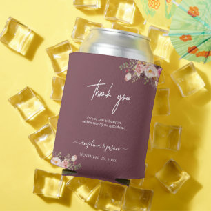 Elegant Blush Pink Floral Wedding Thank You Can Cooler