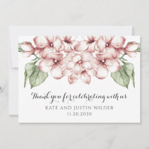 Elegant Blush Pink Floral Wedding Thank You Card