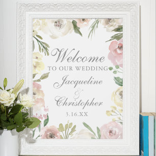 Elegant Blush Pink Floral Welcome to our Wedding Poster