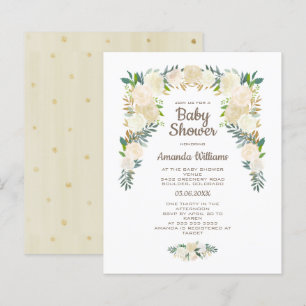 Elegant Blush Pink Floral Wreath Baby Shower Invit