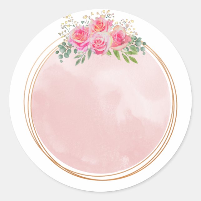 Elegant Blush Pink Flowers ' Classic Round Sticker (Front)