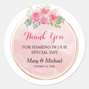 Elegant Blush Pink Flowers Classic Round Sticker
