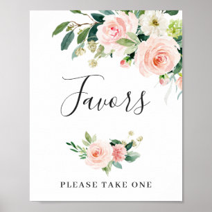 Elegant Blush Pink Flowers Favours Wedding Sign