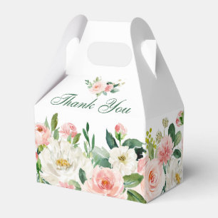 Elegant Blush Pink Flowers Greenery Bridal Shower Favour Box